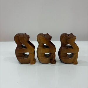 Vintage Three Wise Monkeys Hand Carved See No Evil, Hear No Evil, Speak No Evil